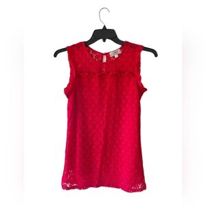 Chic Red Lace Sleeveless Blouse